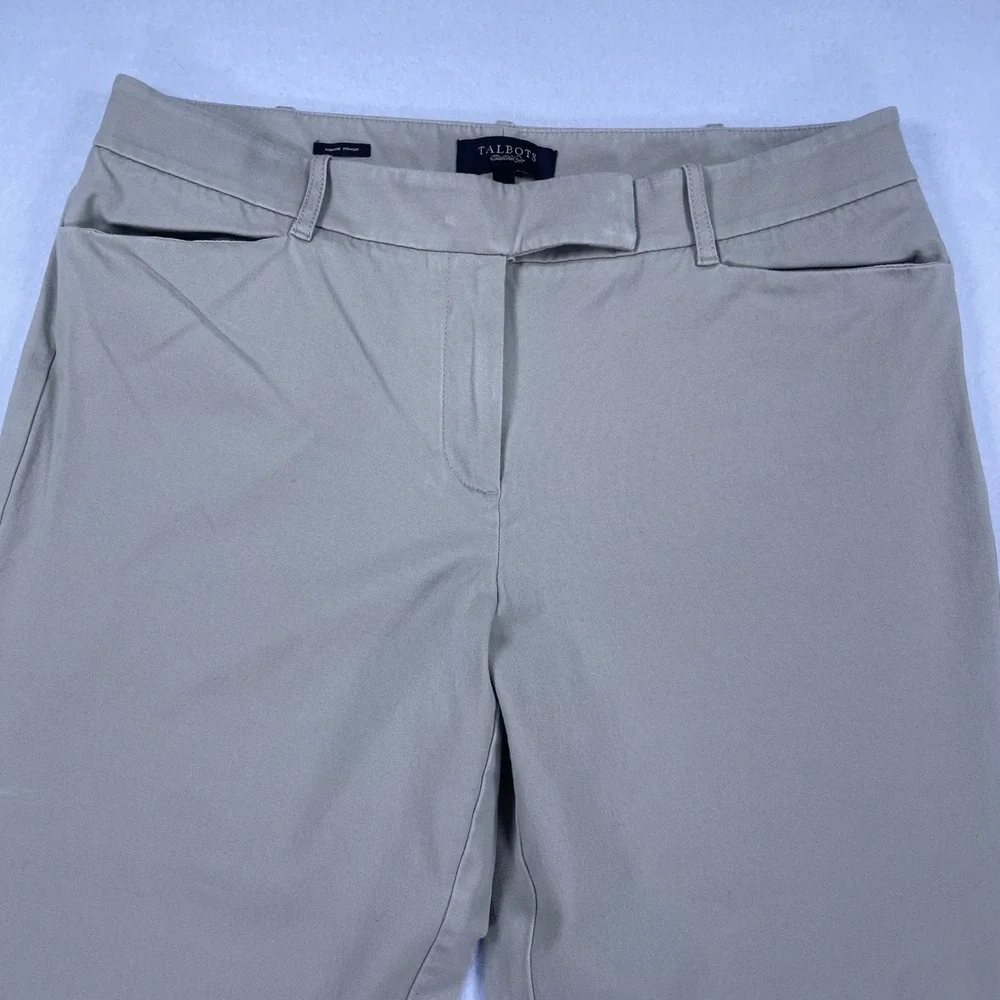 Talbots Signature Straight Leg Pants Womens 12 Tan Khaki Cotton Stretch Chino